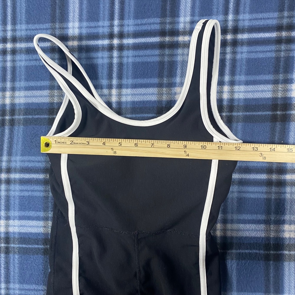 Wilo Melbourne Australia Ribbed Activewear Romper Black White XS Side Stripe - Picture 2 of 6